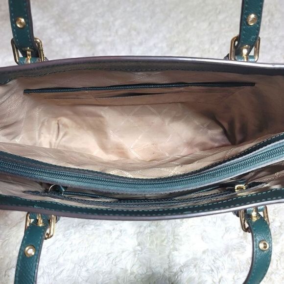 MICHAEL by Michael Kors Voyager Large Crossgrain Leather Tote Bag in Dark Green - Picture 10 of 14